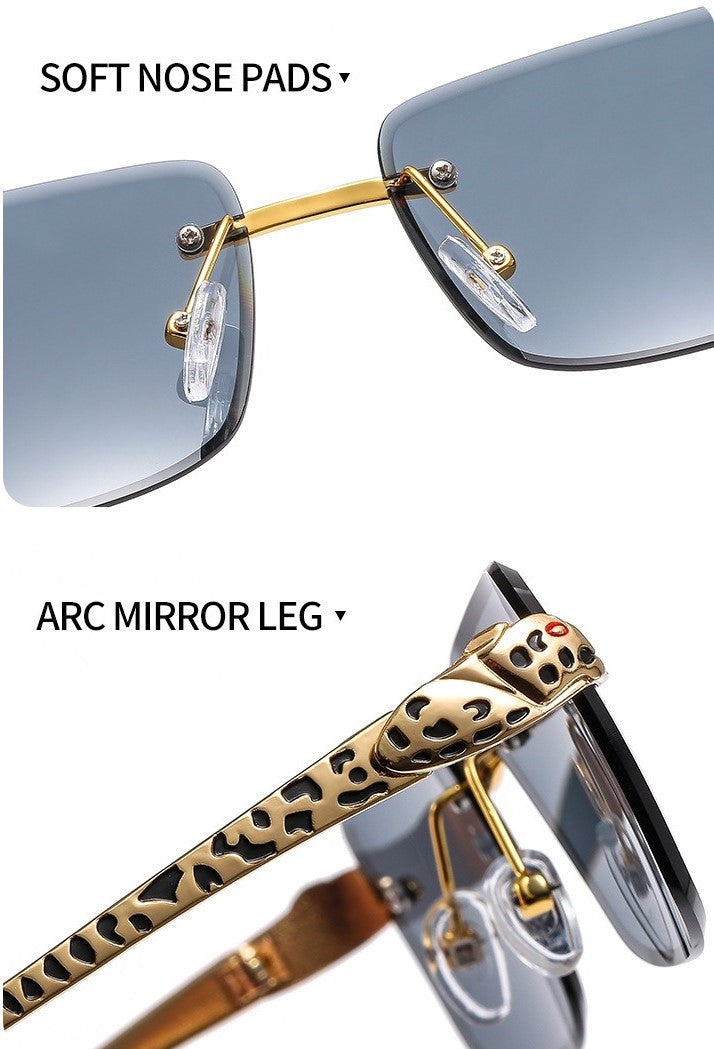 SekelBoer retro square Frameless gold frame greyish blue lens - SekelBoer