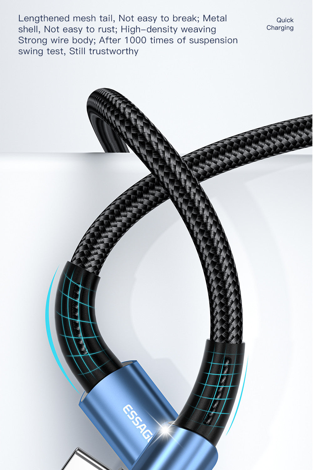 Essager 100W 7A Type C To USB 2 Meters - SekelBoer