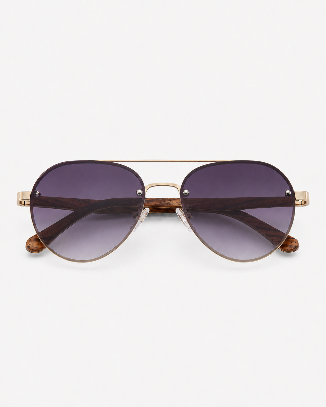 Hu Wood Polarized Aviators Gradient Karoo Plum