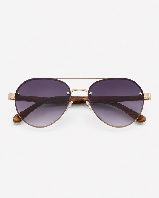 Hu Wood Polarized Aviators Gradient Karoo Plum