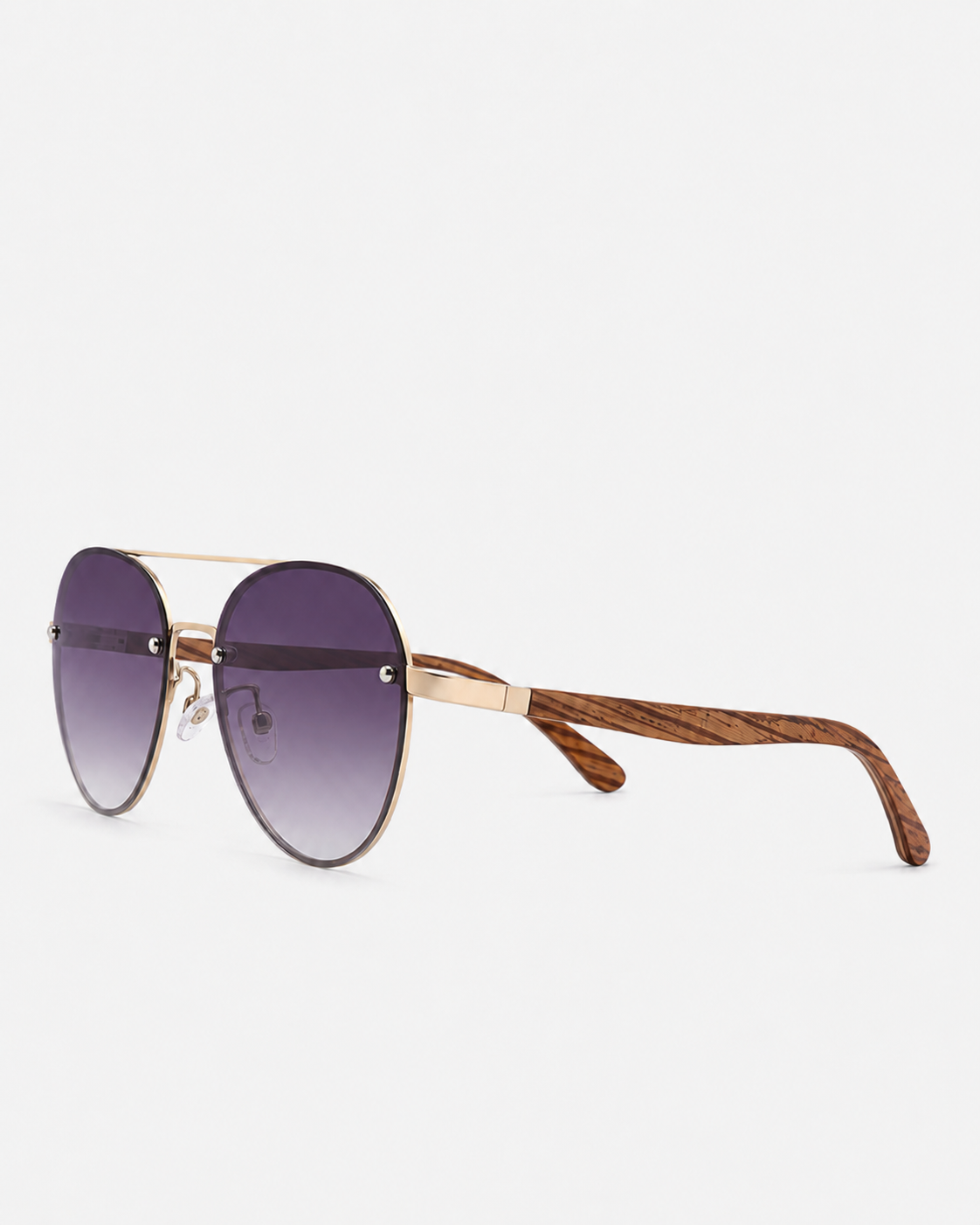 Hu Wood Polarized Aviators Gradient Karoo Plum