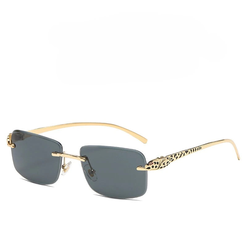 SekelBoer retro square Frameless gold frame black lens