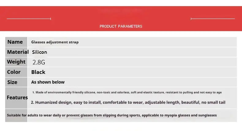 Sekelboer Adjustable Anti-Slip Silicone Sunglasses Retainer