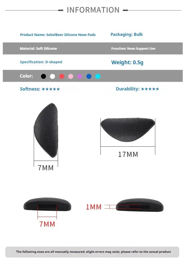 Crescent-Shaped Silicone Insert Nose Pads