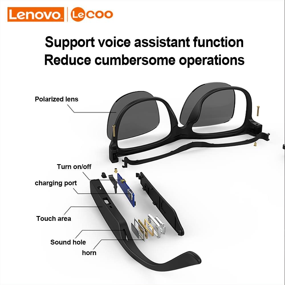 SekelBoer Tech Range Lenovo Bluetooth Sunglasses Black - SekelBoer