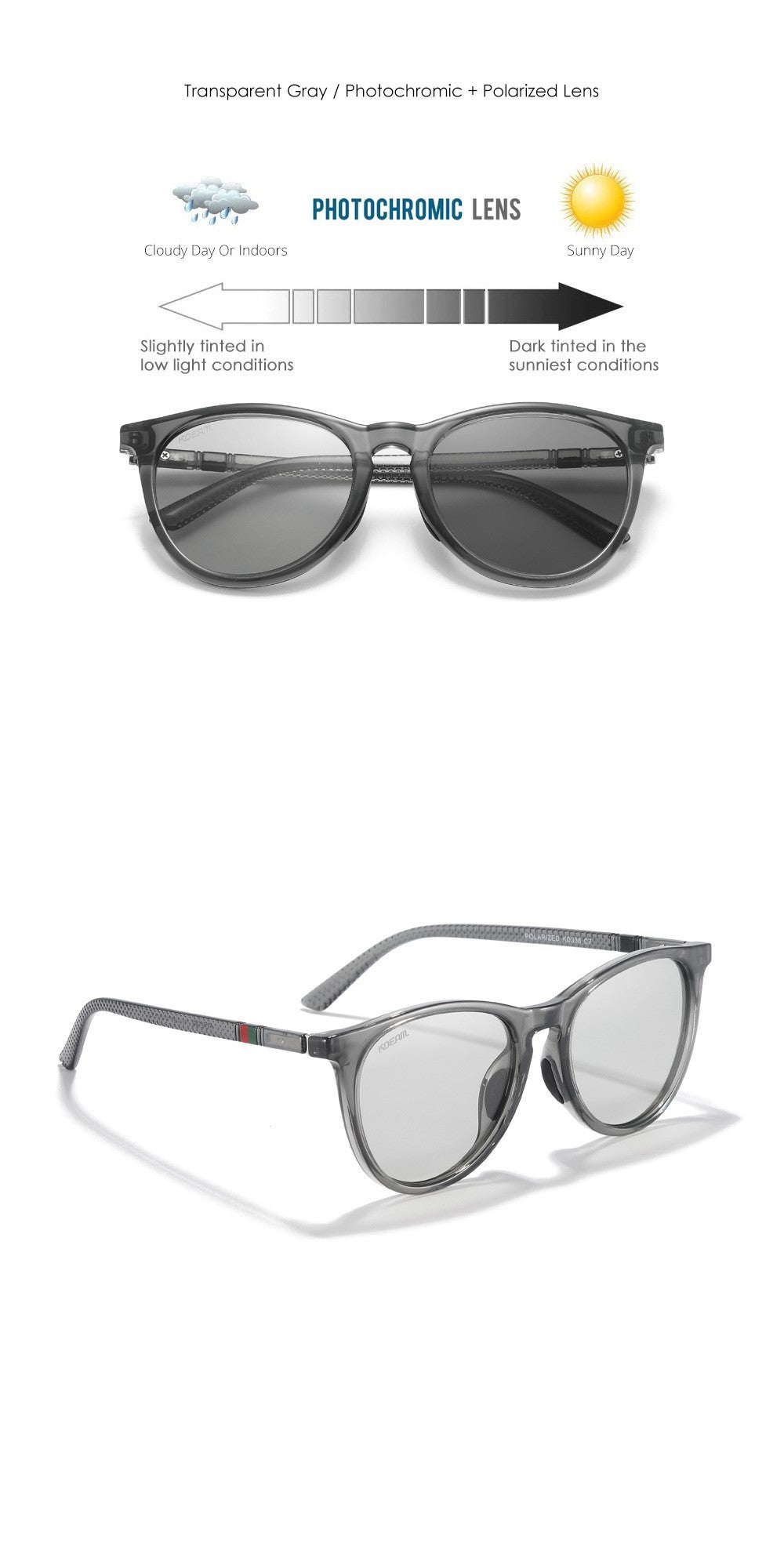 Kdream Misty Monochrome Photochromic Sunglasses - SekelBoer