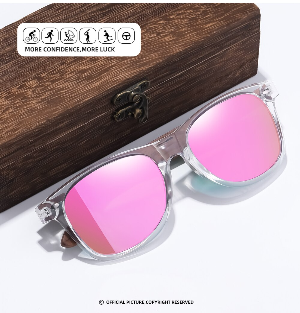 SekelBoer Polarized WalNut & Transparent Frame Pink_Lens - SekelBoer