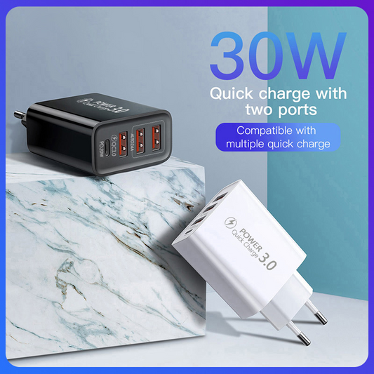 Universal Fast Charger 3 usb + TYPE-C White - SekelBoer