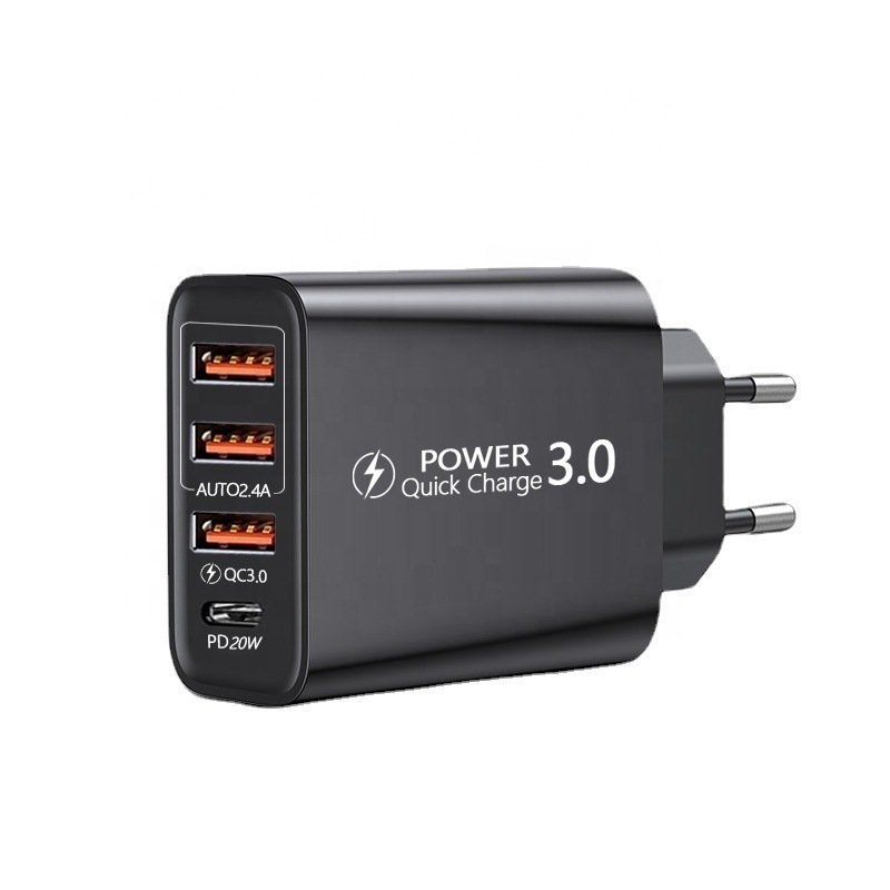 Universal Fast Charger 3 usb + TYPE-C Black - SekelBoer