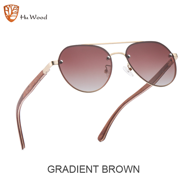 Hu Wood Polarized Aviators Gradient Mandela Maple - SekelBoer