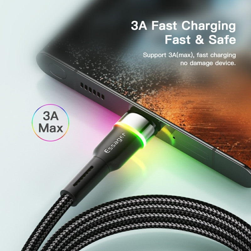 Essager 3A USB Type C Cable Fast Charging RGB - SekelBoer