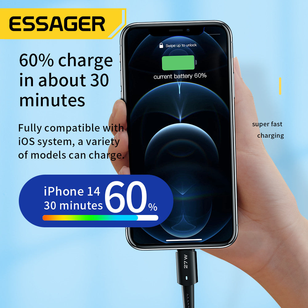 Essager USB-C to Lightning cable For IPhone 27W Fast Charging 2 Meters Cable - SekelBoer