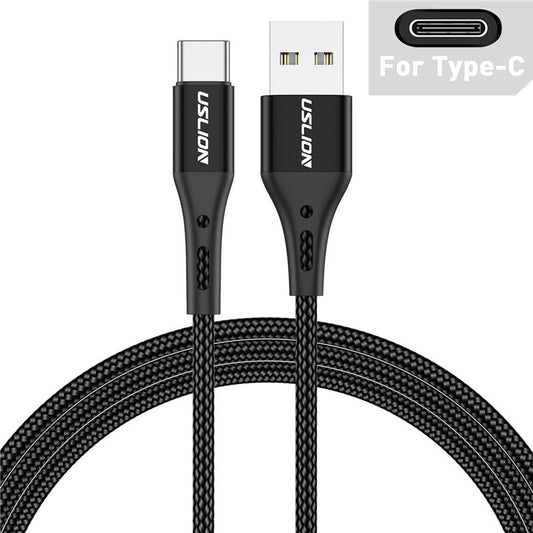 USLION Black 3A USB Type C Cable 2 meters - SekelBoer