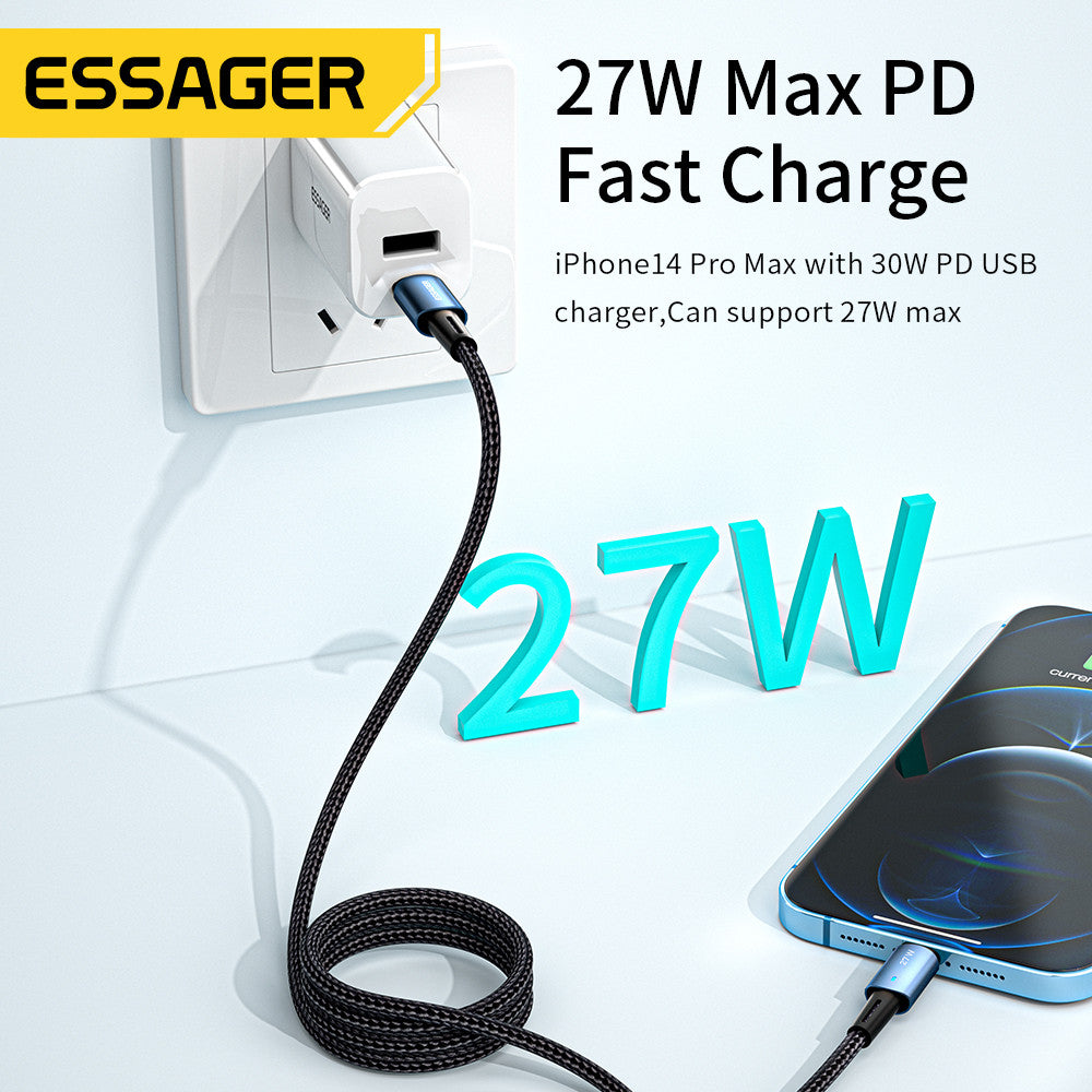 Essager USB-C to Lightning cable For IPhone 27W Fast Charging 2 Meters Cable - SekelBoer