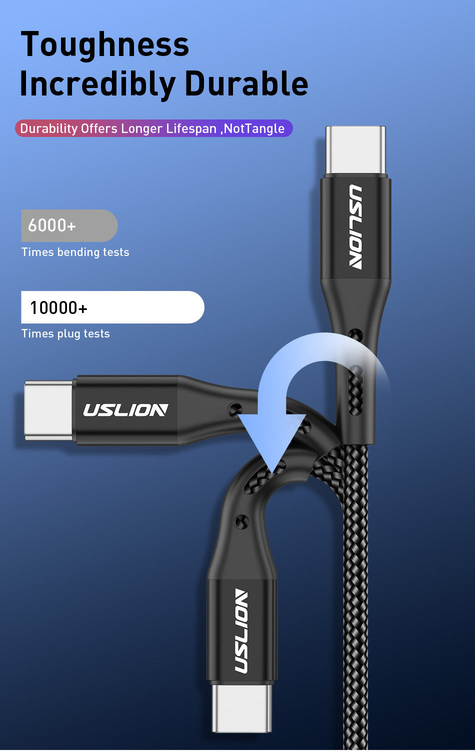 USLION 3A Micro to USB Fast Charging 2 Meters Black - SekelBoer