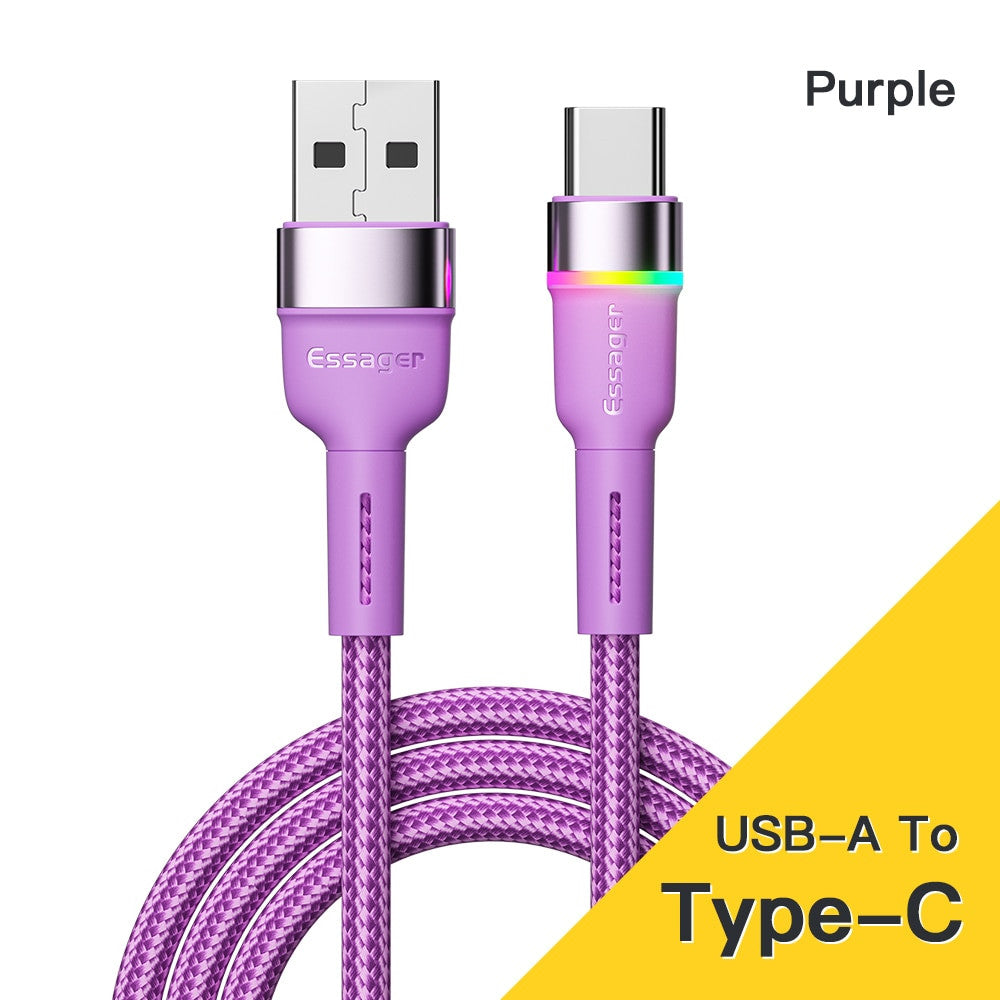 Essager 3A USB Type C Cable Fast Charging RGB - SekelBoer