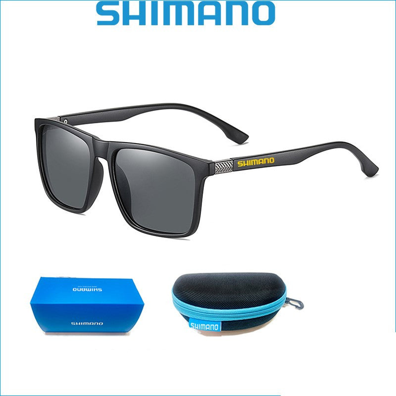 SHIMANO Polarized Fishing Sunglasses Square Black/Grey - SekelBoer