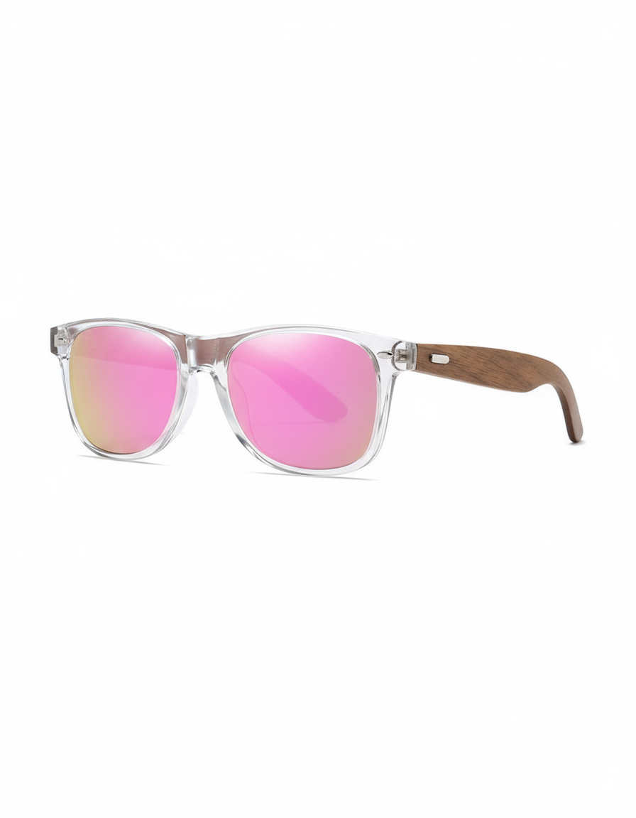 SekelBoer Polarized WalNut & Transparent Frame Pink_Lens - SekelBoer