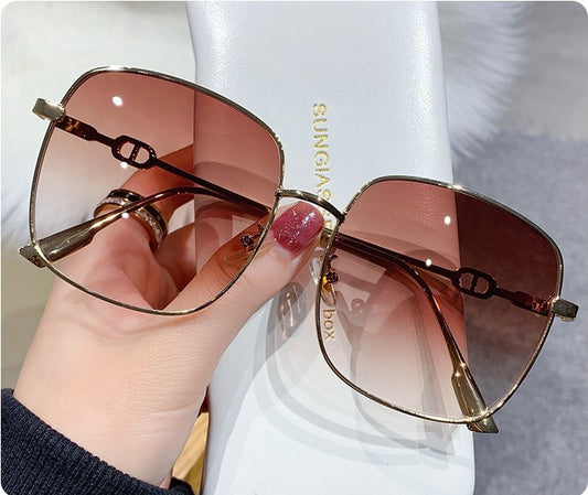 Retro square Gold frame gradient teak - SekelBoer