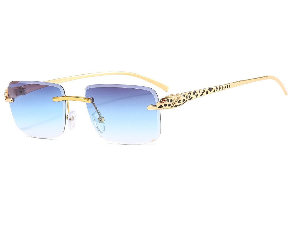 SekelBoer retro square Frameless gold frame greyish blue lens - SekelBoer