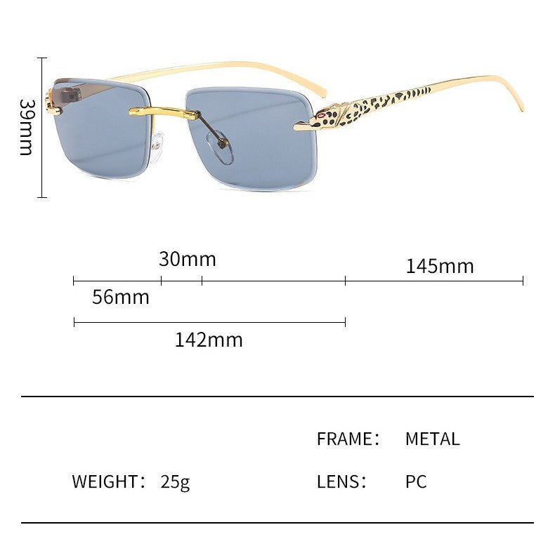 SekelBoer retro square Frameless gold frame greyish blue lens - SekelBoer