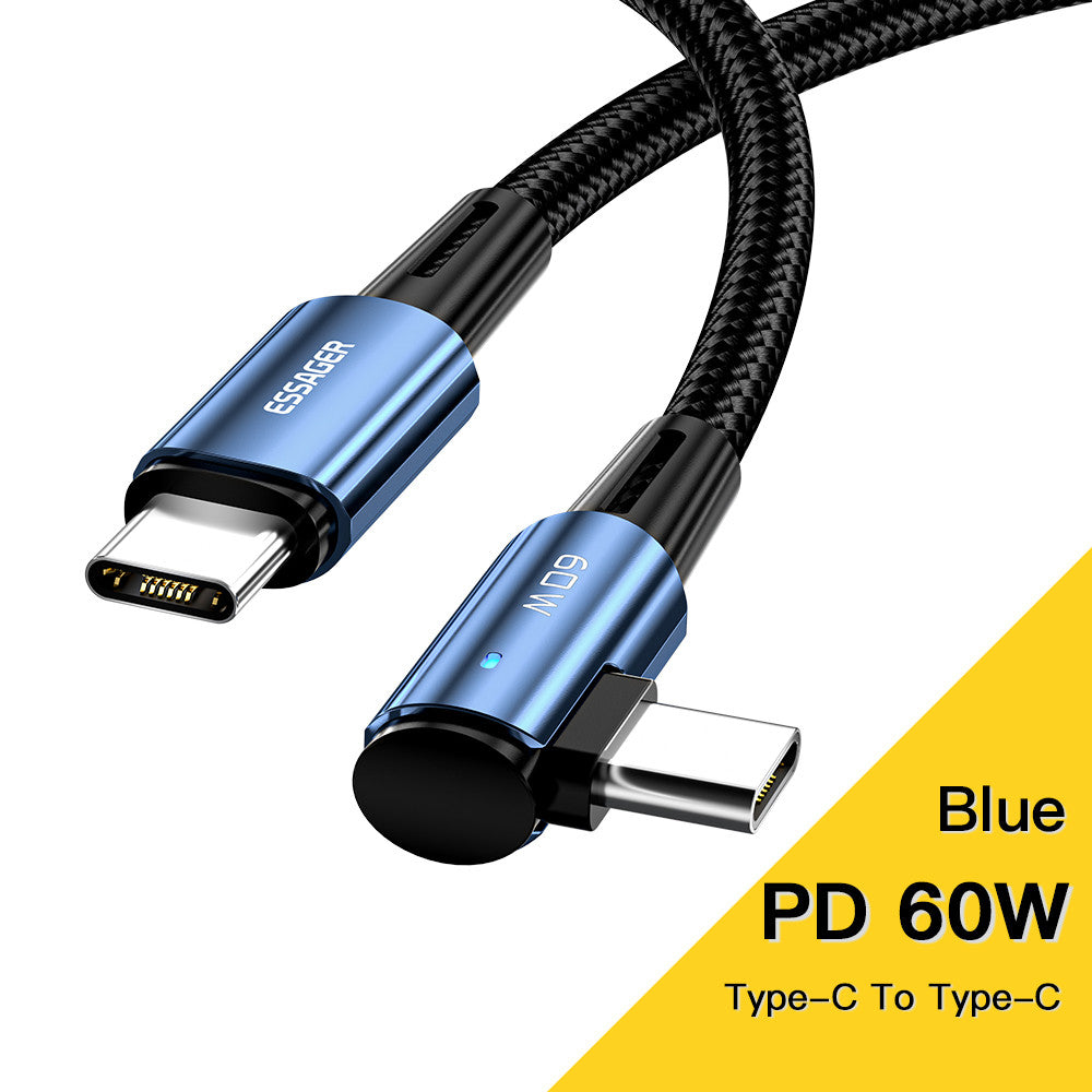 Essager PD 60W 5A Type C To Type C 2 Meters Black/Blue - SekelBoer