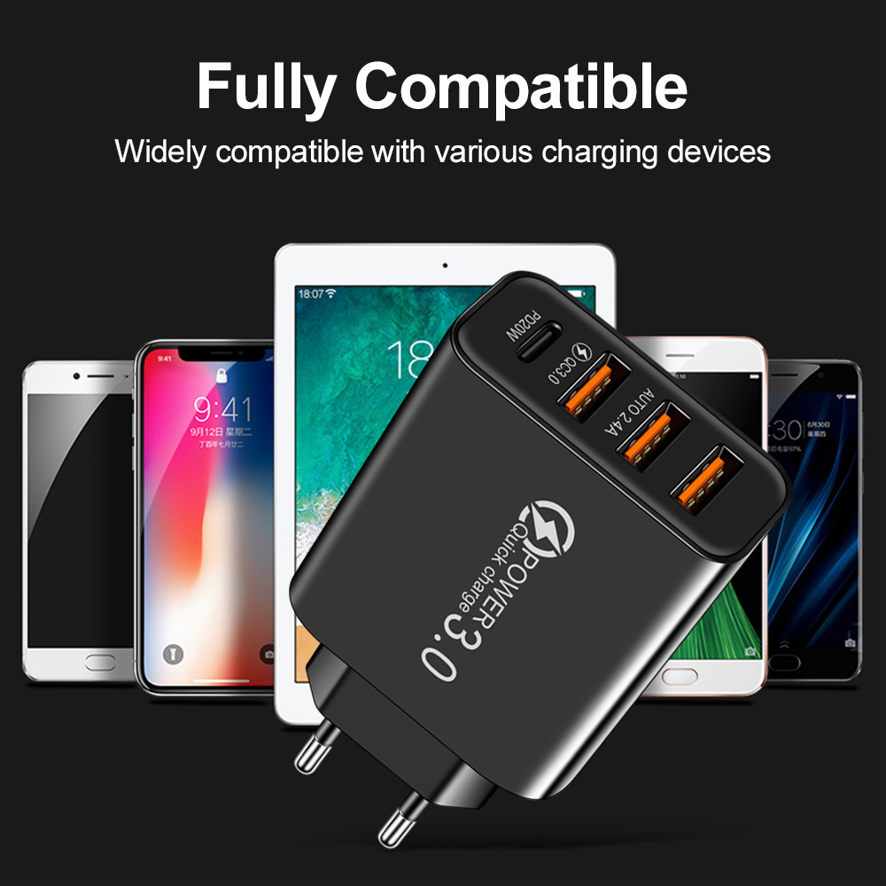 Universal Fast Charger 3 usb + TYPE-C White - SekelBoer